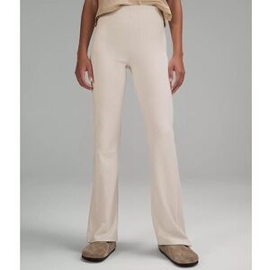 Lululemon Brushed Softstreme Rib Zip Flare Pants White Opal 14 Nwt